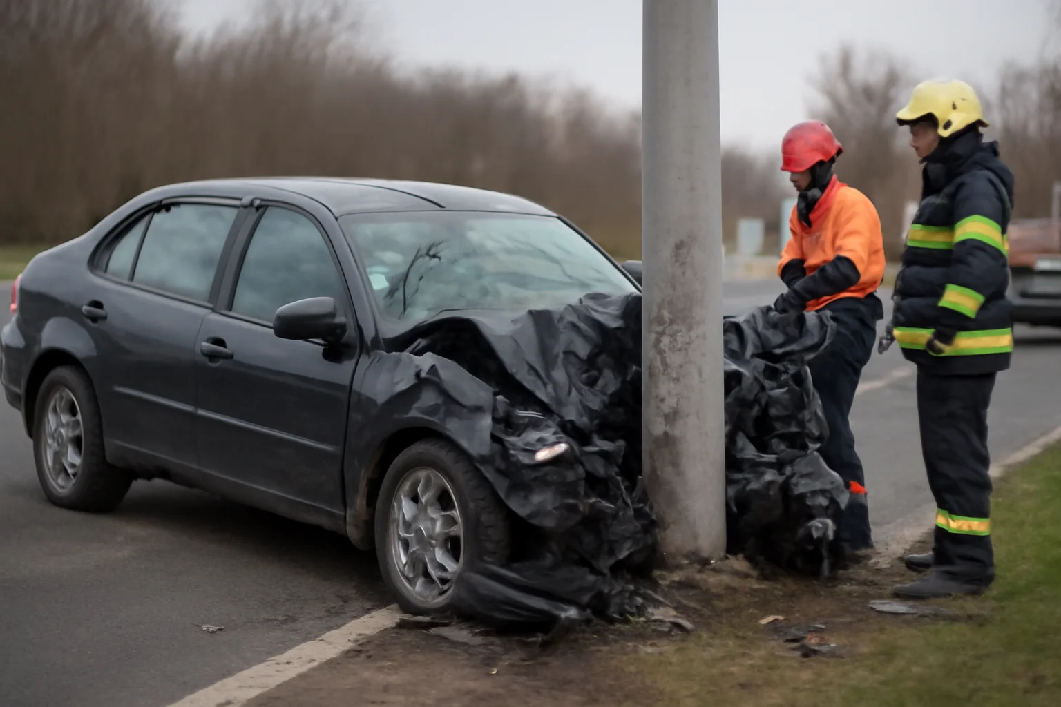 Accident rutier grav la Timișoara: mașină proiectată într-un stâlp pe DJ682, două persoane rănite, șoferul a murit la spital