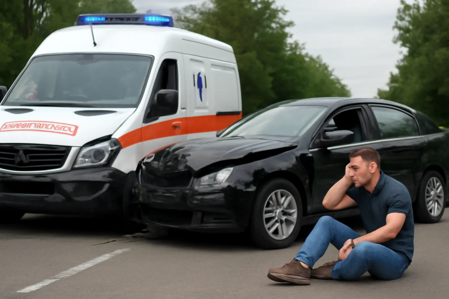 Ambulanță lovită de autoturism, o persoană rănită
