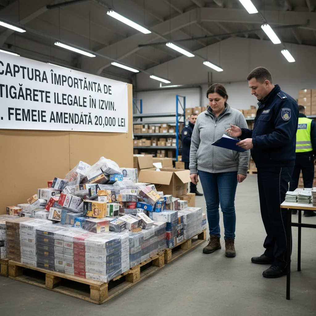 Captură semnificativă de țigarete ilegale în Izvin; femeie amendată cu 20.000 de lei
