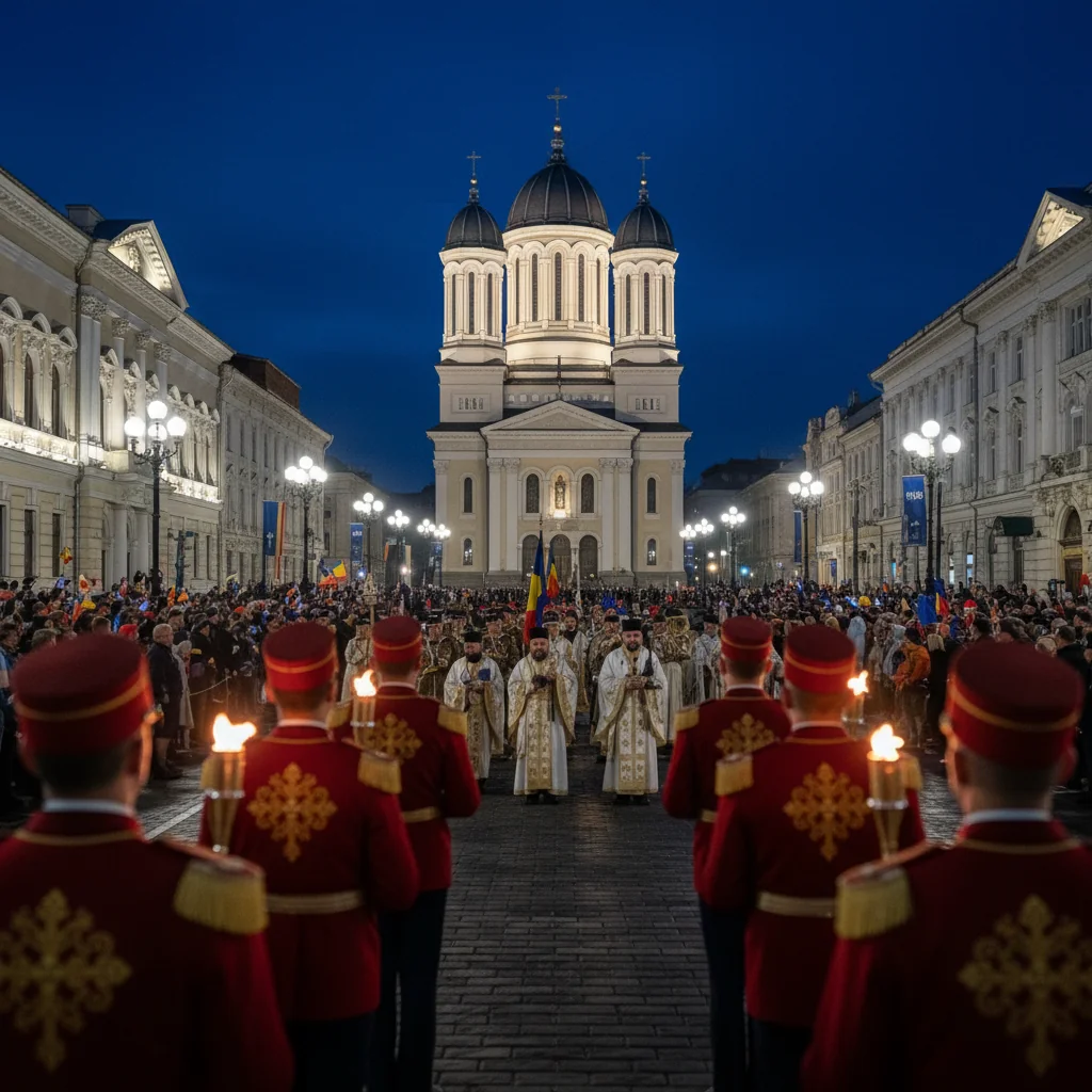 ceremonii militare, religioase și retragere cu torțe