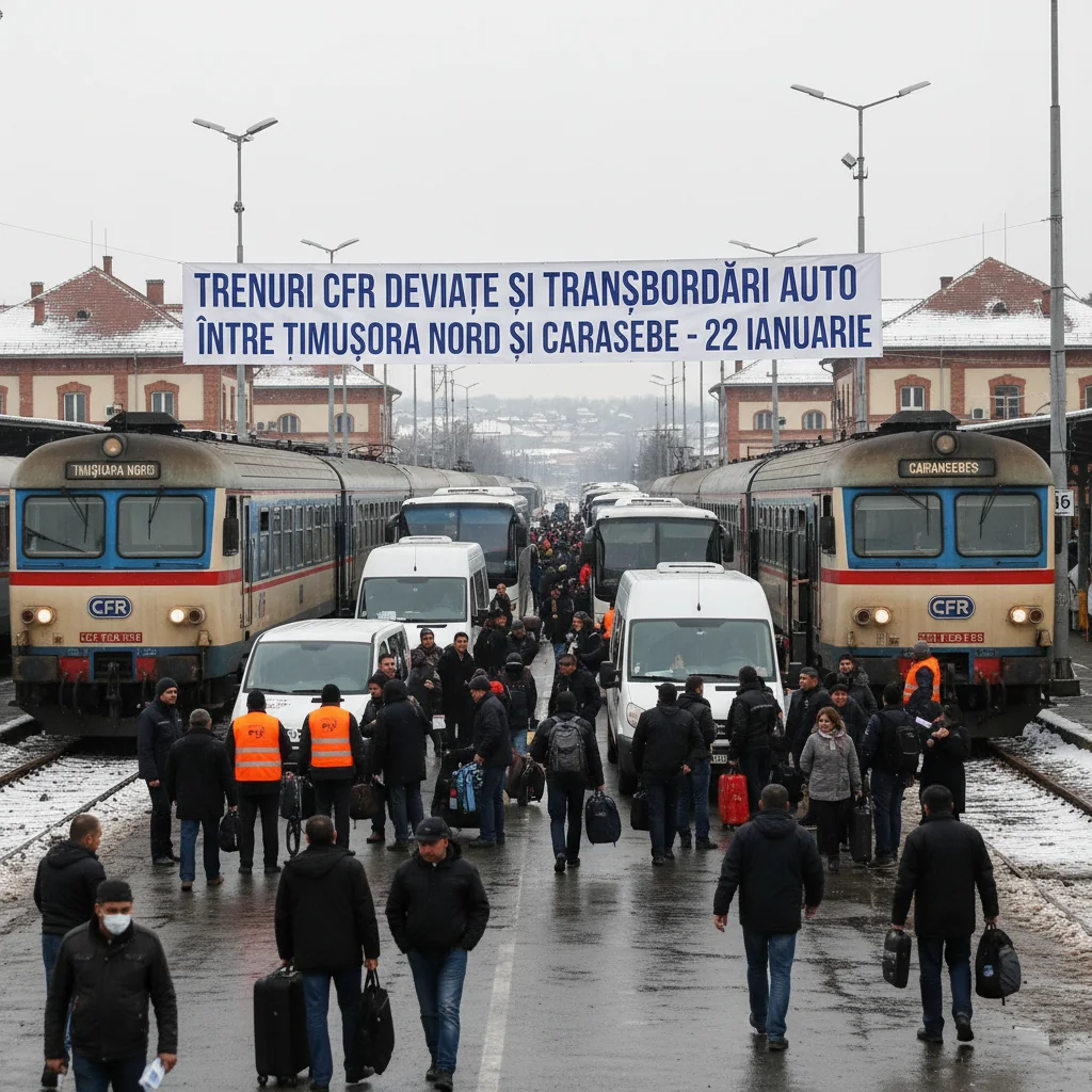Modificări la circulația trenurilor CFR între Timișoara și Caransebeș pe 22 ianuarie 2026