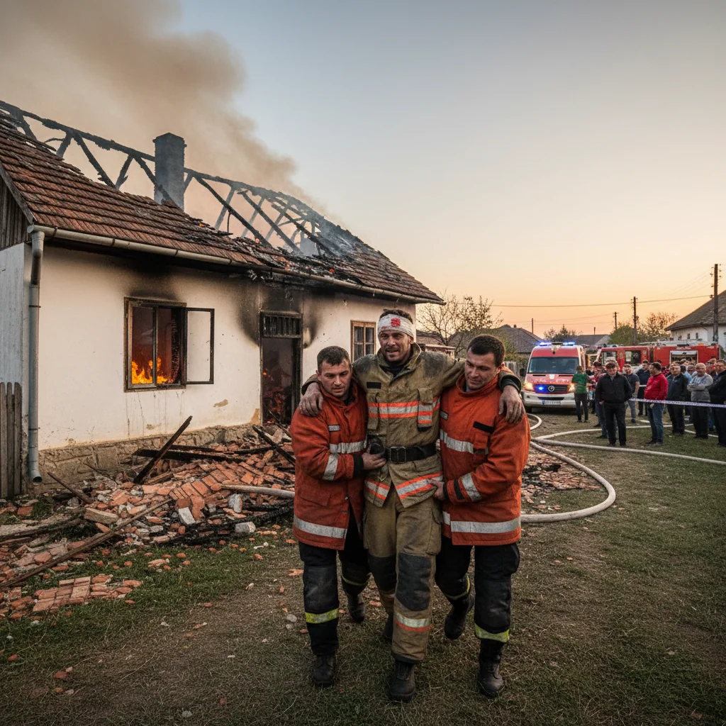 Pompier rănit la intervenția pentru stingerea unui incendiu la o casă din Mașloc, lângă Timișoara