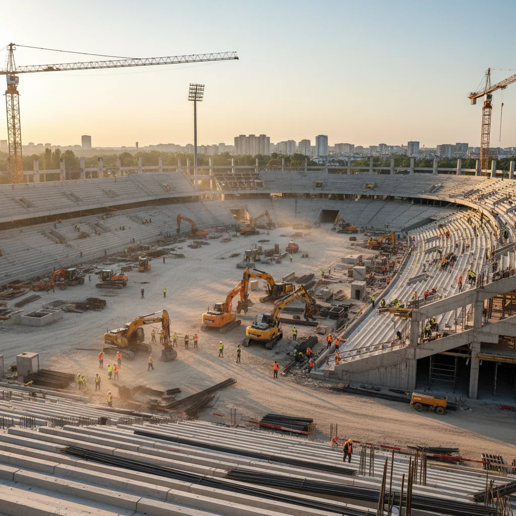 Stadionul Eroii Timișoarei se transformă rapid: lucrări intense