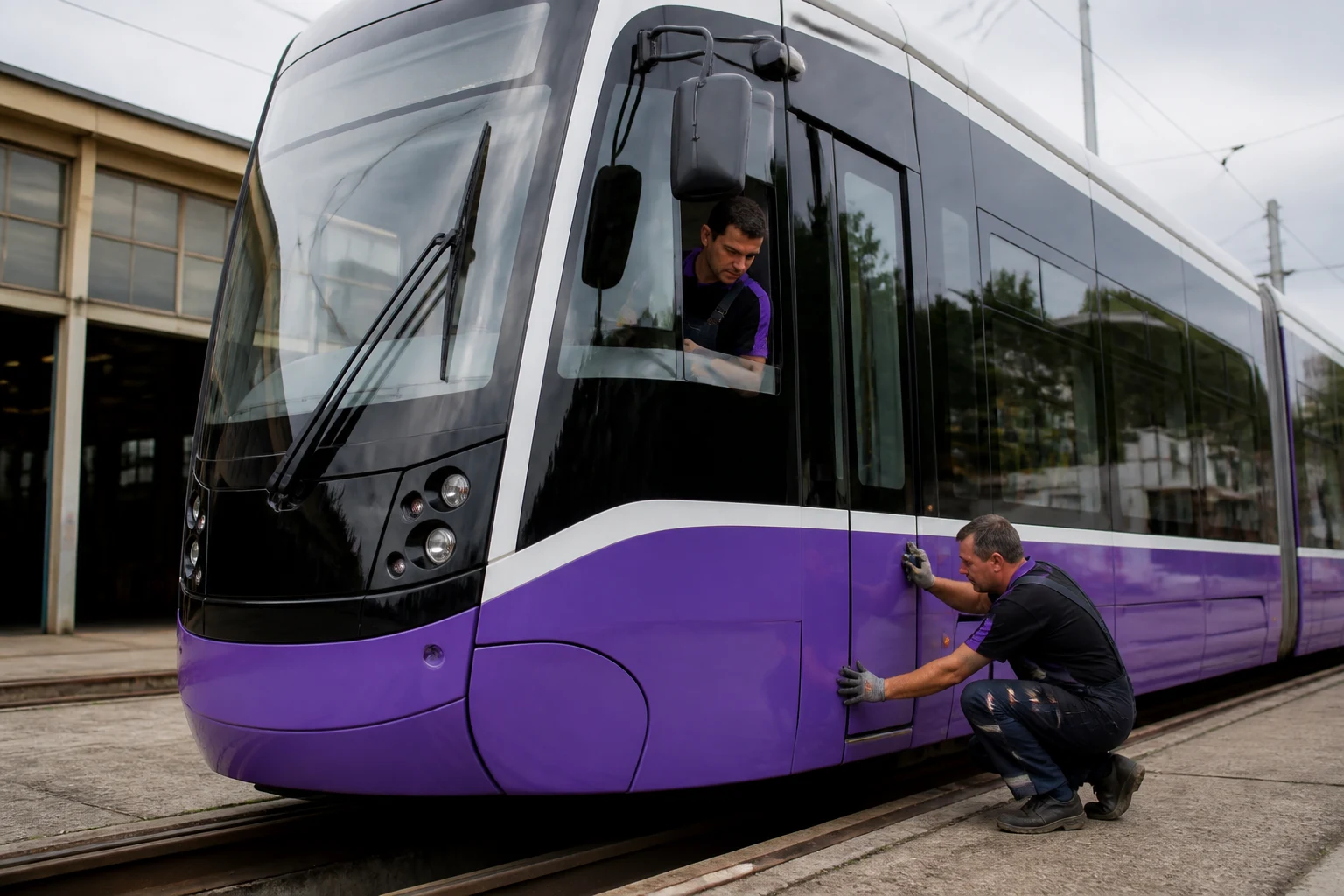 Primul tramvai scurt din noul lot este pregătit pentru testare la Timișoara